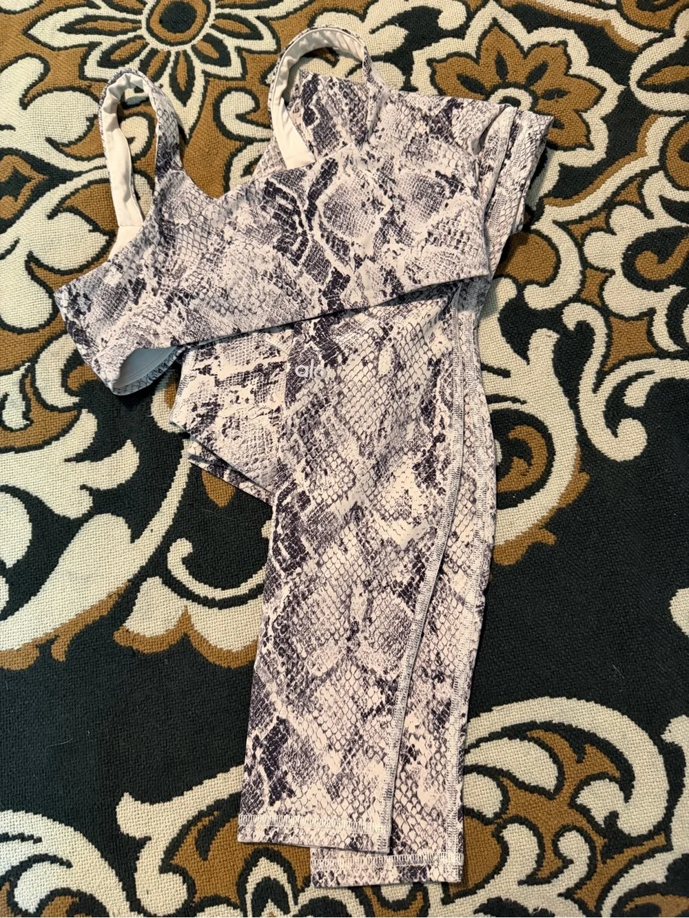 ALO Yoga Snake-Print Leggings & Crop Top Set